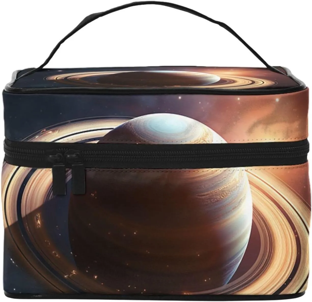 Travel Makeup Bag for Women Portable Cosmetic Bags Large Capacity Toiletry Bag Saturn Ring Planet Make up Organizer with Handle Travel Essentials Cosmetic Bag Case Organizer