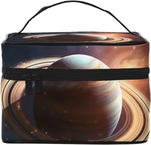 Travel Makeup Bag for Women Portable Cosmetic Bags Large Capacity Toiletry Bag Saturn Ring Planet Make up Organizer with Handle Travel Essentials Cosmetic Bag Case Organizer