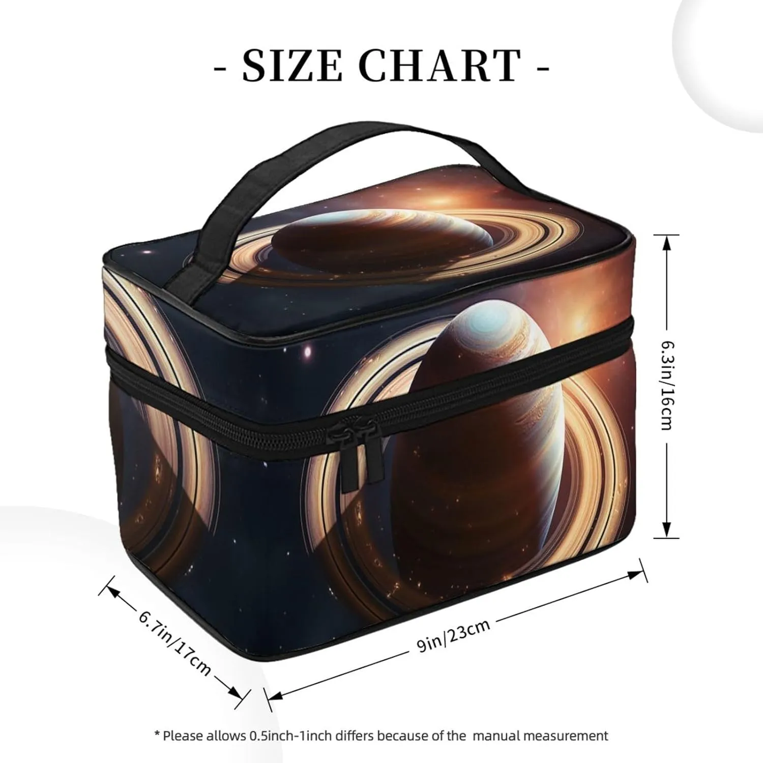Travel Makeup Bag for Women Portable Cosmetic Bags Large Capacity Toiletry Bag Saturn Ring Planet Make up Organizer with Handle Travel Essentials Cosmetic Bag Case Organizer