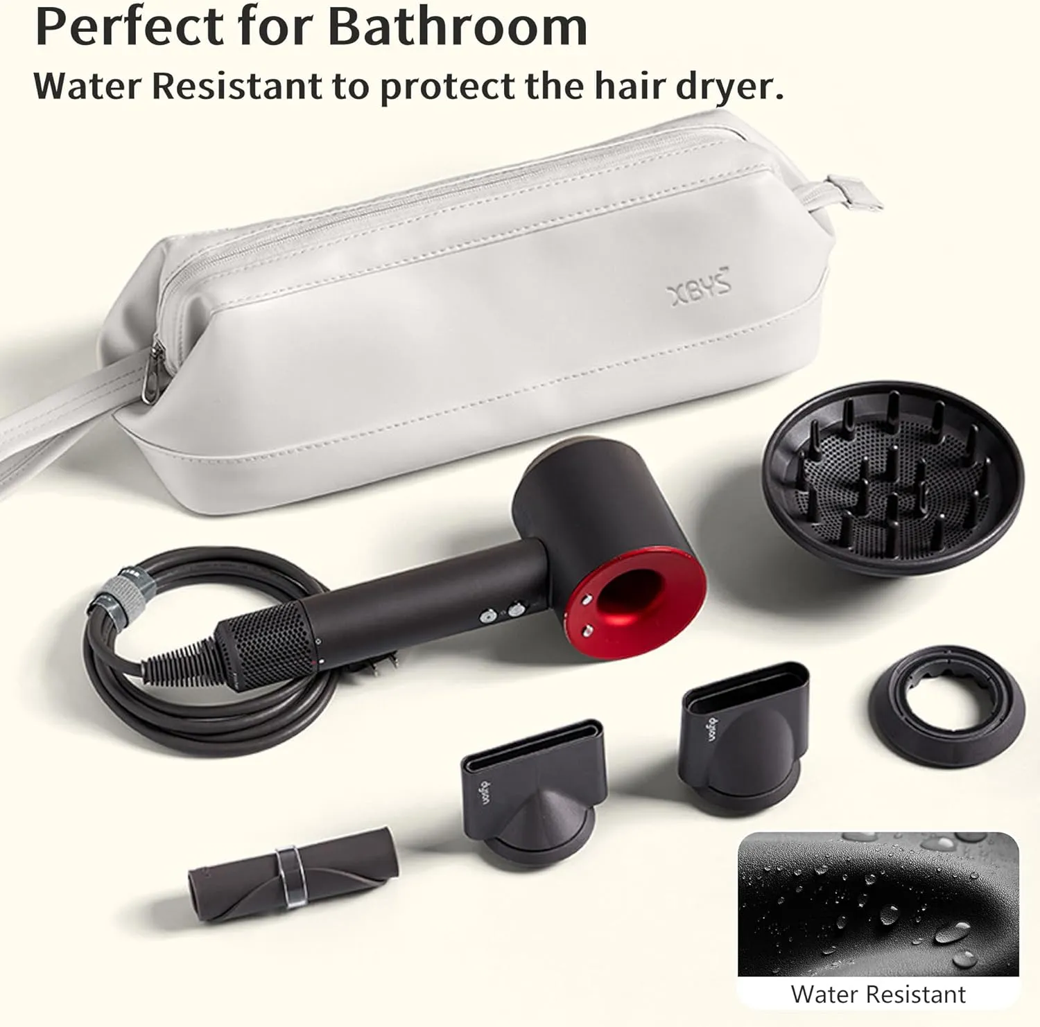 Travel Storage Bag for Dyson Airwrap/Shark Flexstyle Complete Styler and Attachments, Portable Handheld Travel Case, Waterproof Hair Dryer Carrying Case, Organizer Bag with Large Opening (Grey)