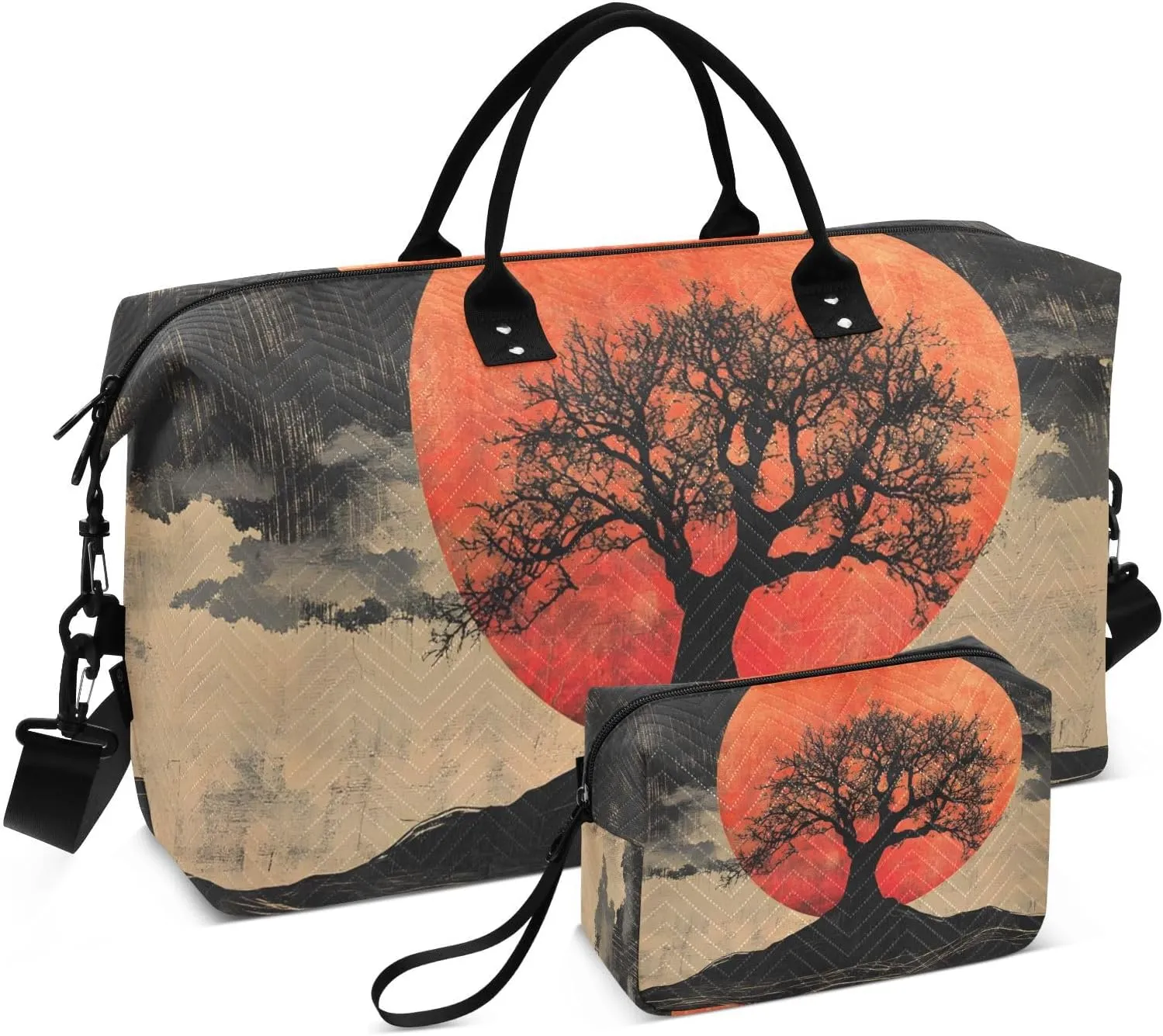 Tree Red Moon Duffel Bag for Travel Gym Sport, Weekender Travel Bags Carry on Overnight Bag