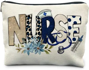 Trendy Floral Nurse Makeup Bag, Nurses Week Gifts Cosmetic Bags for Women, Nurse Appreciation Gifts Makeup Pouch, Nursing Zipper Pouch