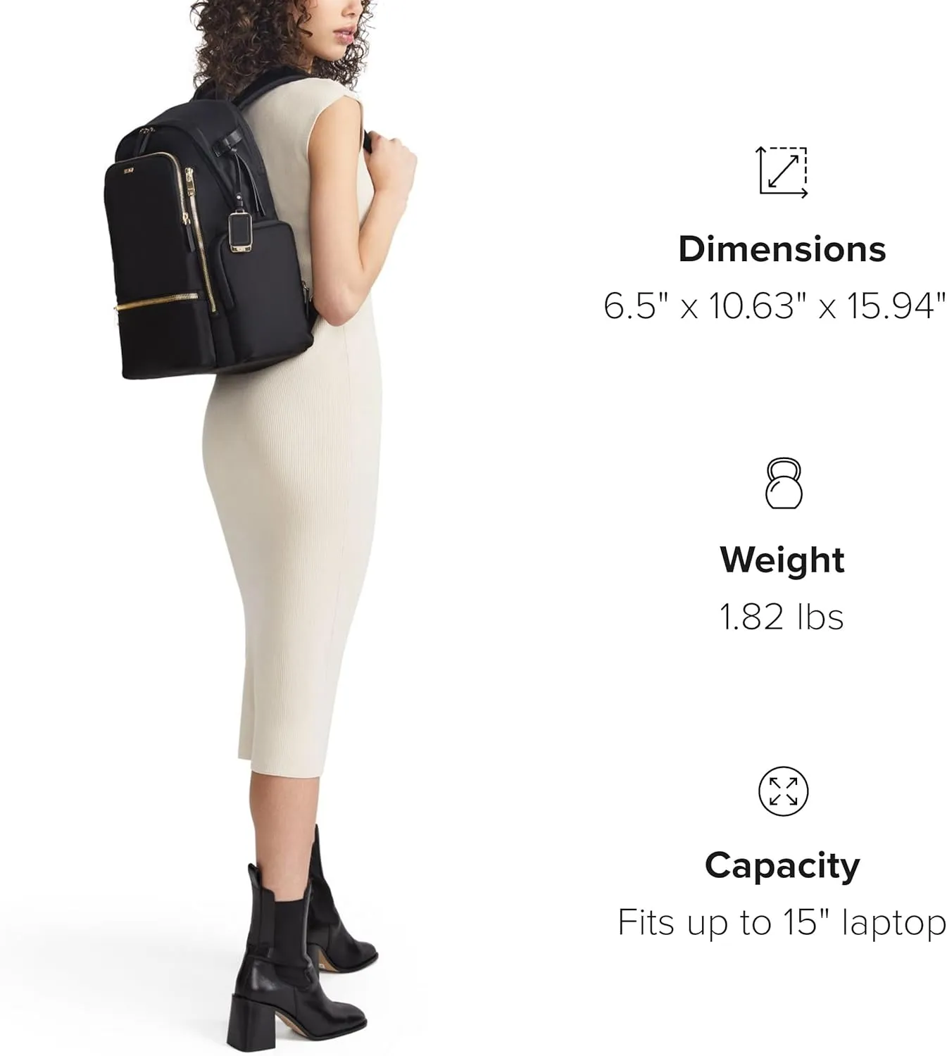 TUMI - Voyageur Celina Backpack - Travel Backpack for Women - For Business, Commute - Holds Up to 16" Laptop - Black & Gold Hardware
