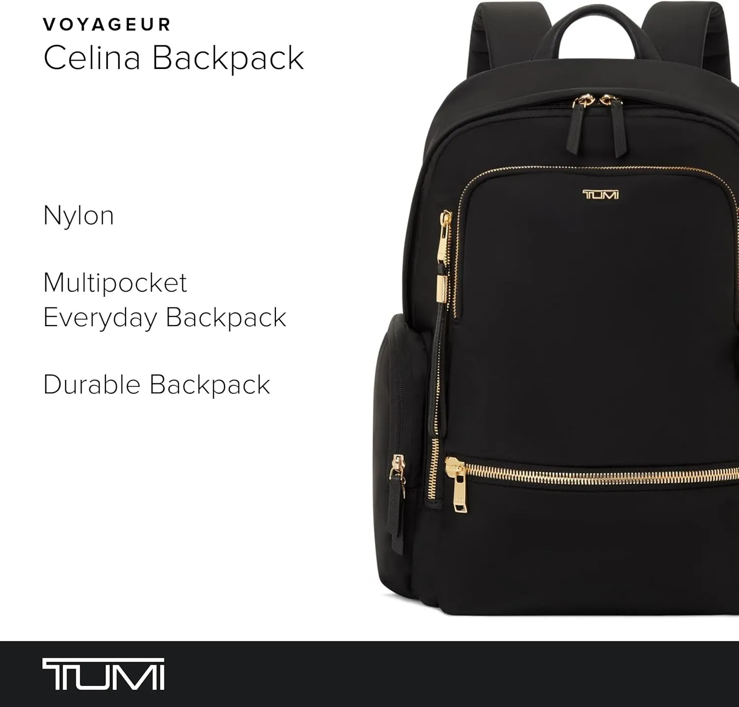 TUMI - Voyageur Celina Backpack - Travel Backpack for Women - For Business, Commute - Holds Up to 16" Laptop - Black & Gold Hardware