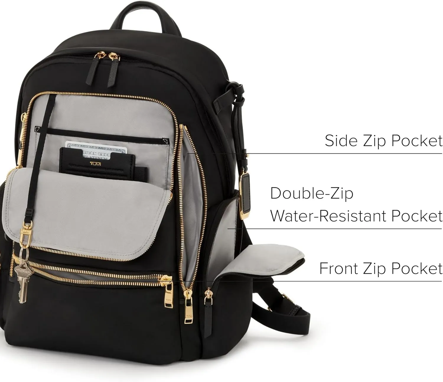 TUMI - Voyageur Celina Backpack - Travel Backpack for Women - For Business, Commute - Holds Up to 16" Laptop - Black & Gold Hardware