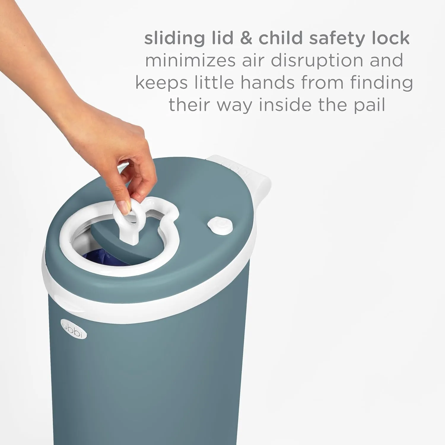 Ubbi Stainless Steel Diaper Pail, Odor Locking, No Special Bag Required, Award-Winning, Registry Must-Have, Open Water
