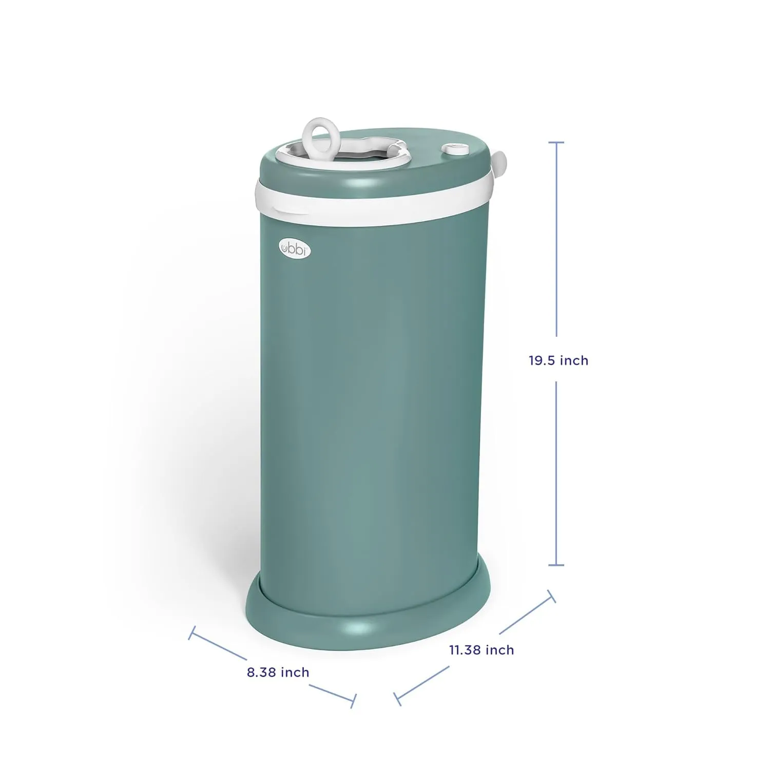 Ubbi Stainless Steel Diaper Pail, Odor Locking, No Special Bag Required, Award-Winning, Registry Must-Have, Open Water