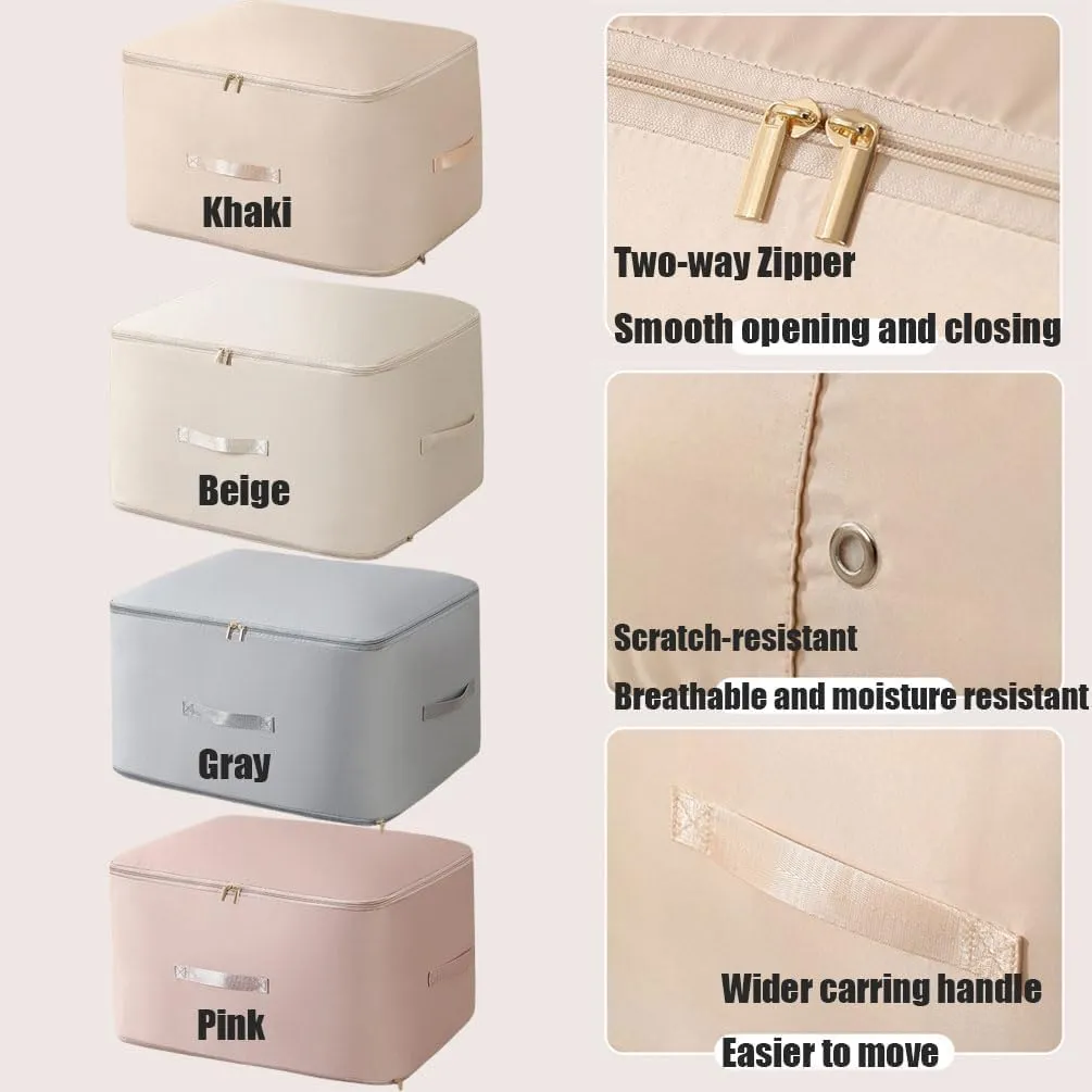 UltraSpace Saving Self Compression Organizer, Compression Storage Bags for Bedding Large Capacity, Duvet Storage Bag Compression for Travel, Blanket, Quilt, Comforter, Clothes (Beige, Large)