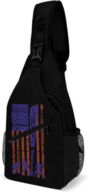 U.S. Softball Flag Fashion Sling Bag Shoulder Chest Crossbody Bags for Women Men Backpack Daypack Travel Hiking
