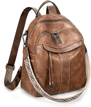 UTO Small Backpack for Women Fashion Bags Handbag Convertible Shoulder Bag Purse with Decorative Circle Accessory