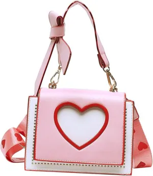 VALICLUD Tote Bags Women Graceful Bag Heart Motif Bow-knot Handle Fashion Tote Bag for Teacher Student Office Random Color