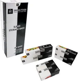 Variety Slider Storage Bags, 4 Sizes- 145 Count, Expandable Bottom, Microwave-Safe, Zero BPA