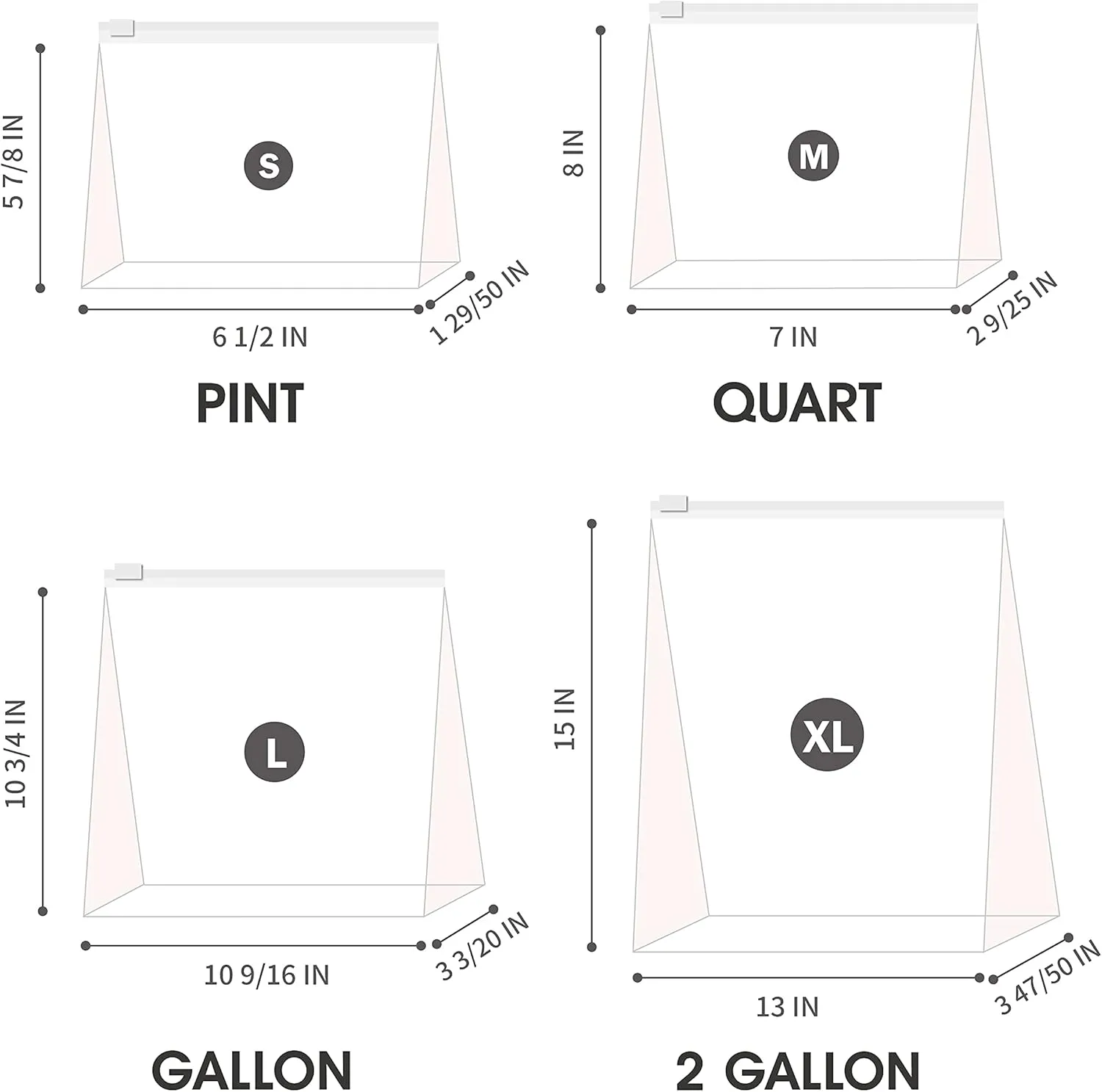 Variety Slider Storage Bags, 4 Sizes- 145 Count, Expandable Bottom, Microwave-Safe, Zero BPA