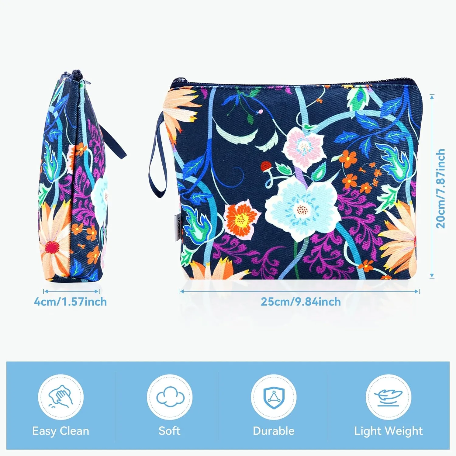 Vavabox Personalized Makeup Bag, Birthday Gifts for Women Girl Cosmetic Bag, Travel Makeup Pouch (Sunflower)