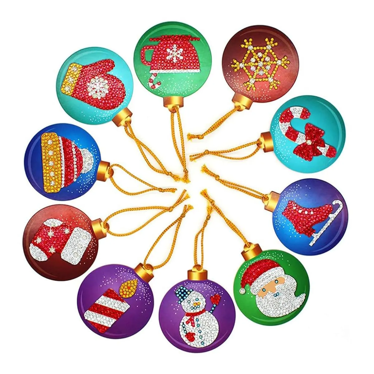 Venzina® 10Pcs DIY Diamond Painting Christmas Tree Ornament Sparkling Hanging Christmas Tree Pendant Christmas Gift Box Charms Decoration DIY Diamond Painting Kit with Tools DIY Home Decor Kit