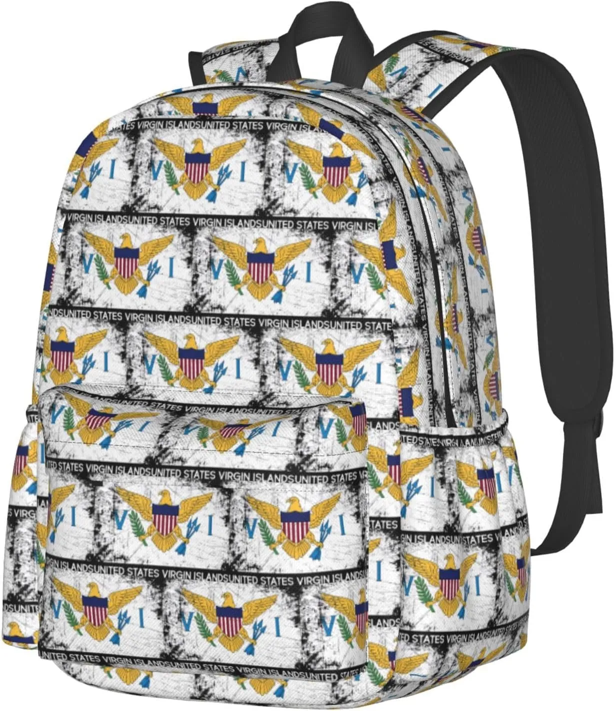 Vintage American Virgin Islands Flag Eagle Backpack Large Capacity Backpack Lightweight Double Shoulder Bag For Women Men Travel