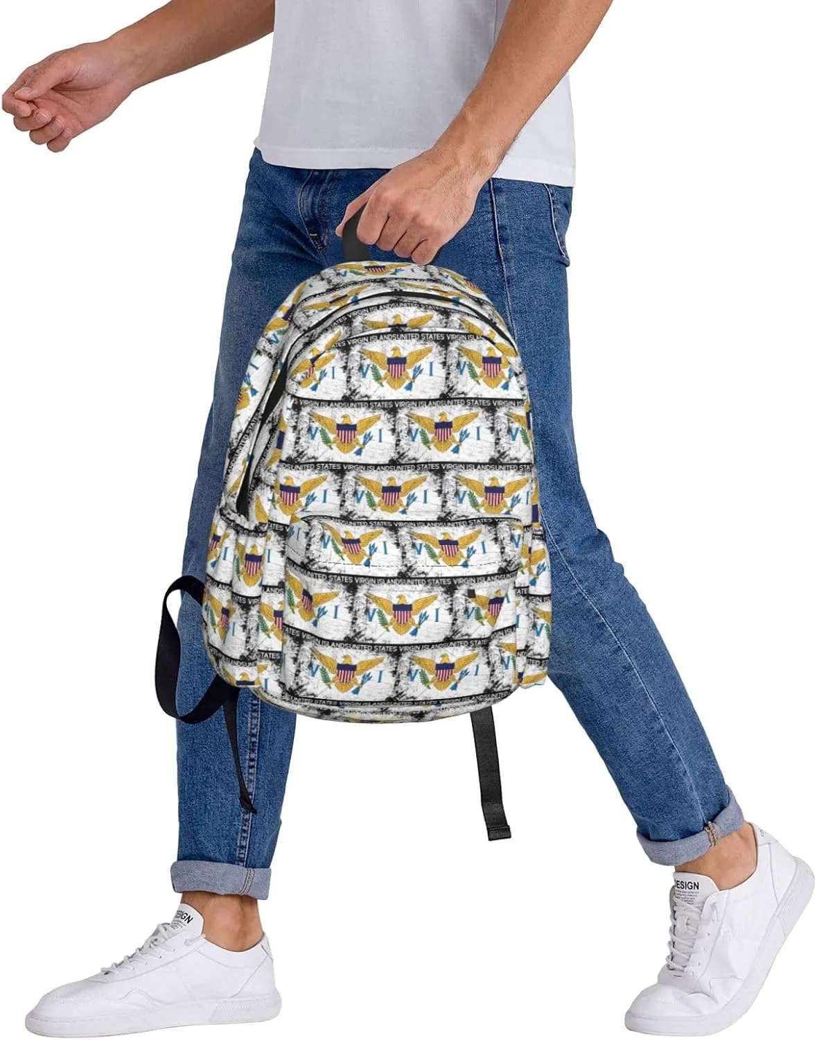 Vintage American Virgin Islands Flag Eagle Backpack Large Capacity Backpack Lightweight Double Shoulder Bag For Women Men Travel