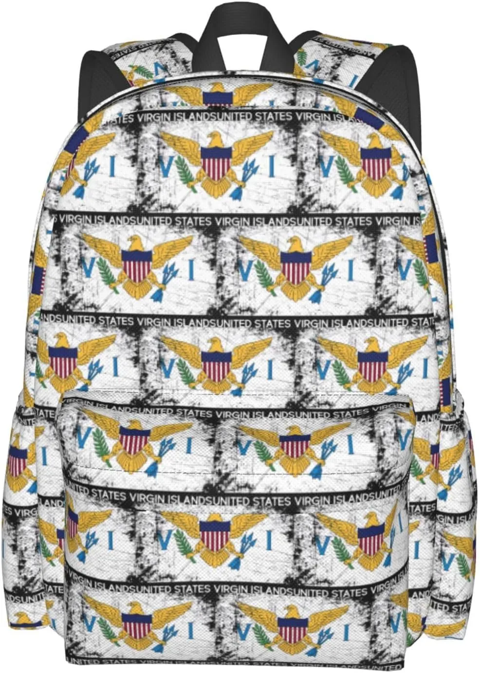 Vintage American Virgin Islands Flag Eagle Backpack Large Capacity Backpack Lightweight Double Shoulder Bag For Women Men Travel