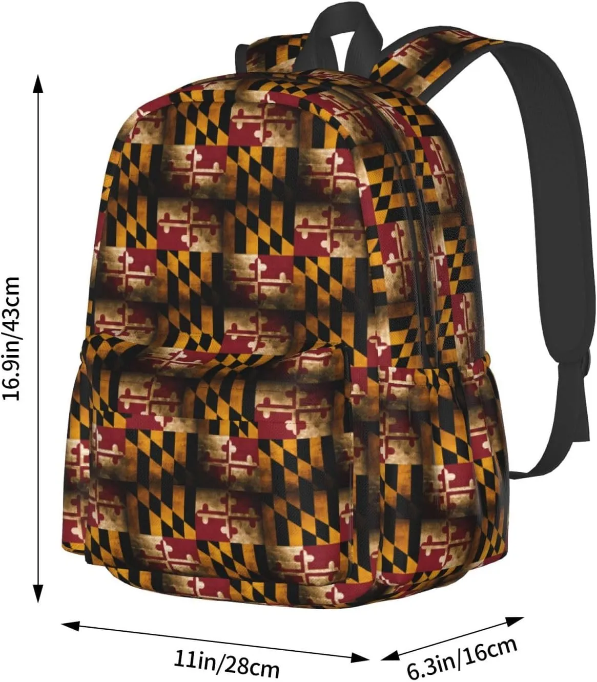 Vintage Maryland Flag Backpack Large Capacity Backpack Lightweight Double Shoulder Bag For Women Men Travel