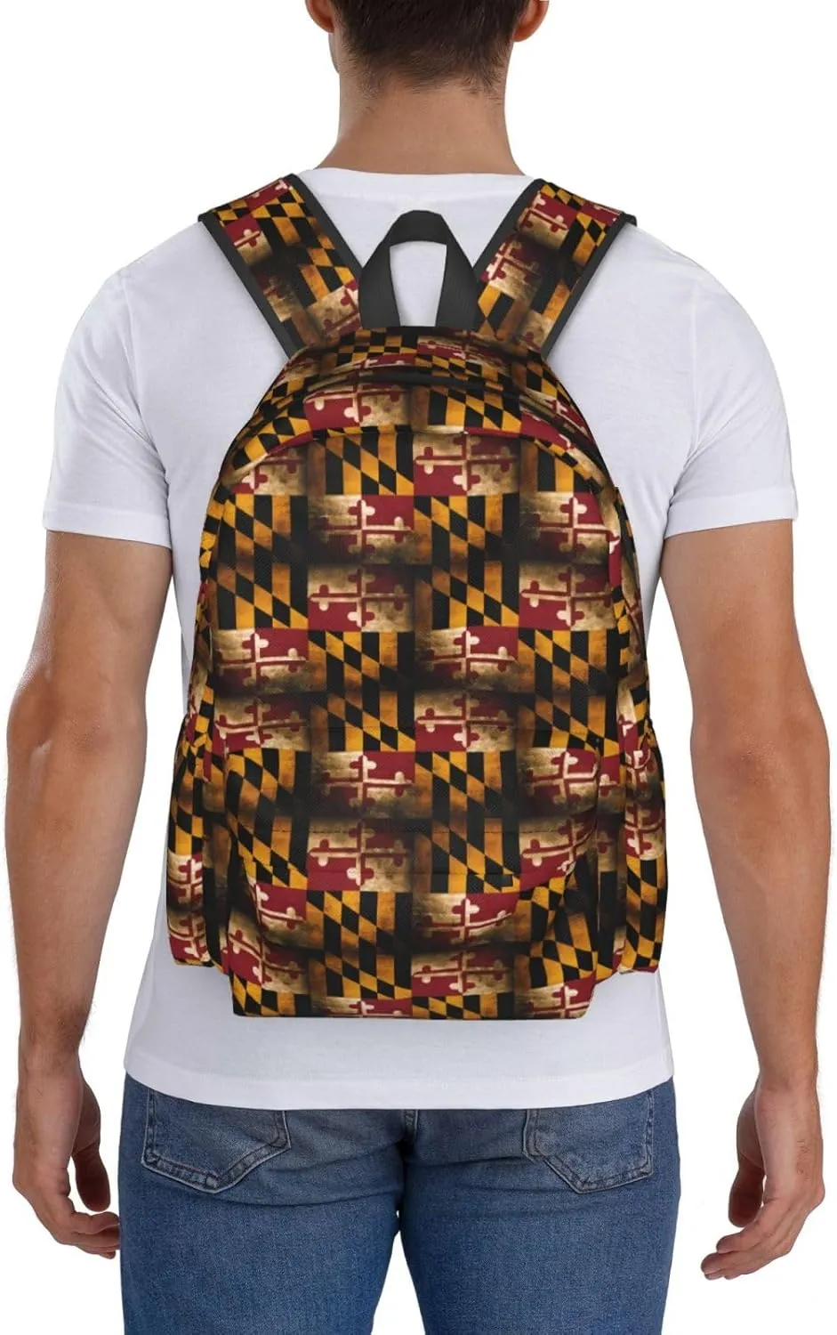 Vintage Maryland Flag Backpack Large Capacity Backpack Lightweight Double Shoulder Bag For Women Men Travel