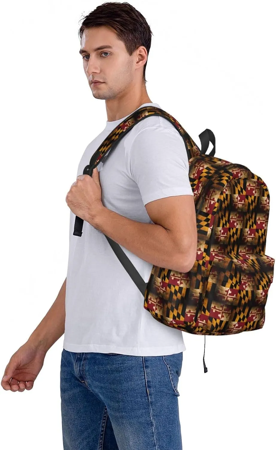 Vintage Maryland Flag Backpack Large Capacity Backpack Lightweight Double Shoulder Bag For Women Men Travel