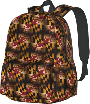 Vintage Maryland Flag Backpack Large Capacity Backpack Lightweight Double Shoulder Bag For Women Men Travel