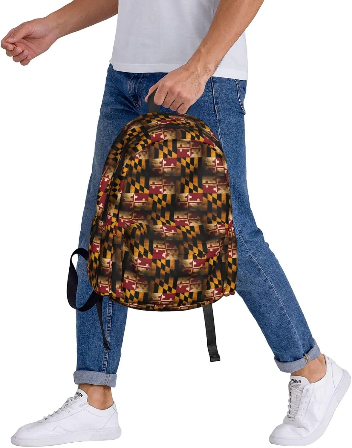Vintage Maryland Flag Backpack Large Capacity Backpack Lightweight Double Shoulder Bag For Women Men Travel