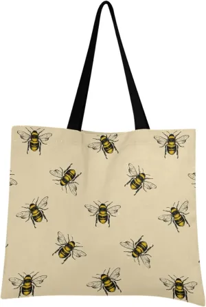 visesunny Women Extra Large Tote Bag Honey Bee Patterned Shoulder Bags Ladies Beach Travel Reusable Grocery Shopping Portable Storage Handbag