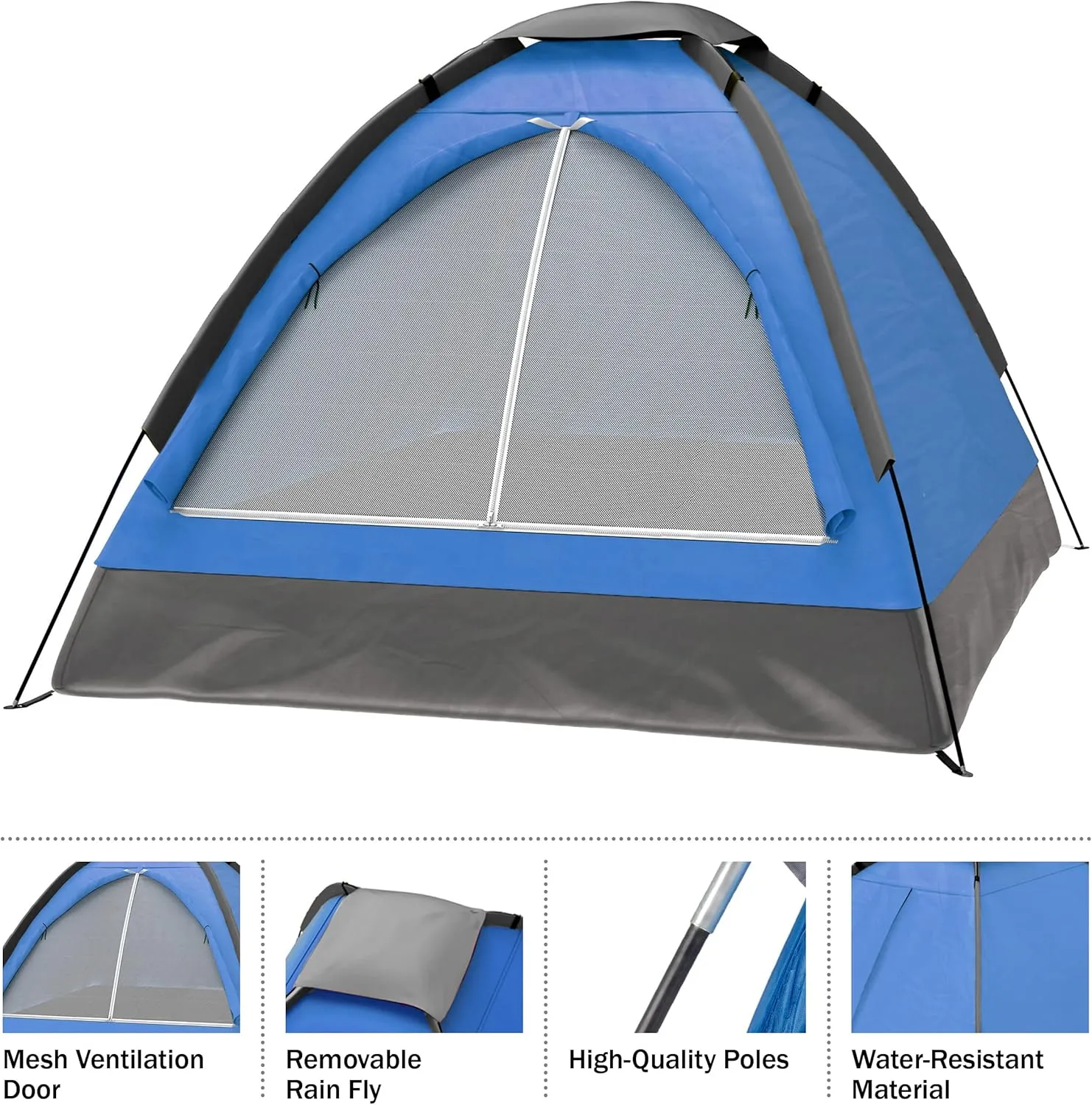 Wakeman Tents 2-Person Tent with Removable Rain Fly and Carry Bag - Includes Pop-Up Privacy Tent, Dressing Room, or Portable Shower - Camping Gear by Wakeman