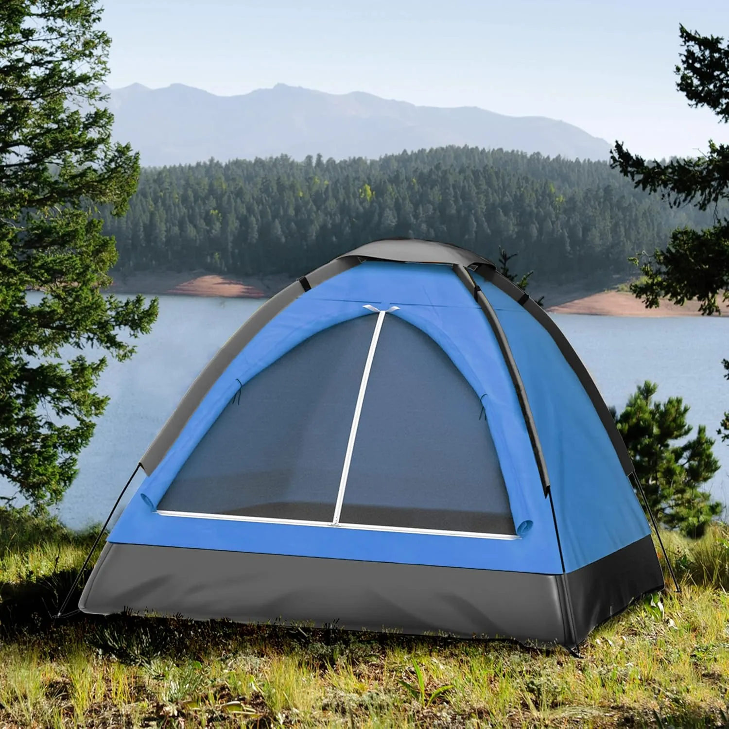 Wakeman Tents 2-Person Tent with Removable Rain Fly and Carry Bag - Includes Pop-Up Privacy Tent, Dressing Room, or Portable Shower - Camping Gear by Wakeman