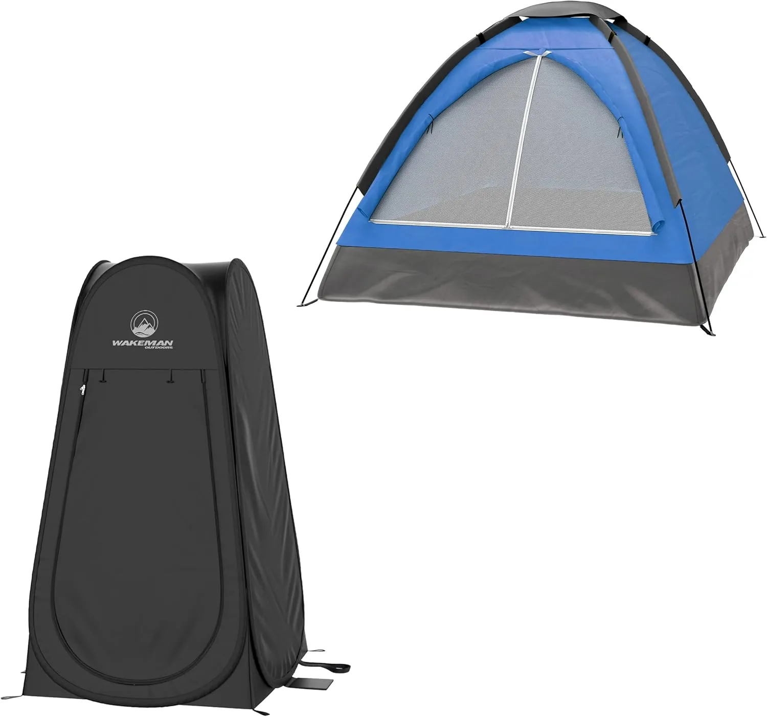 Wakeman Tents 2-Person Tent with Removable Rain Fly and Carry Bag - Includes Pop-Up Privacy Tent, Dressing Room, or Portable Shower - Camping Gear by Wakeman