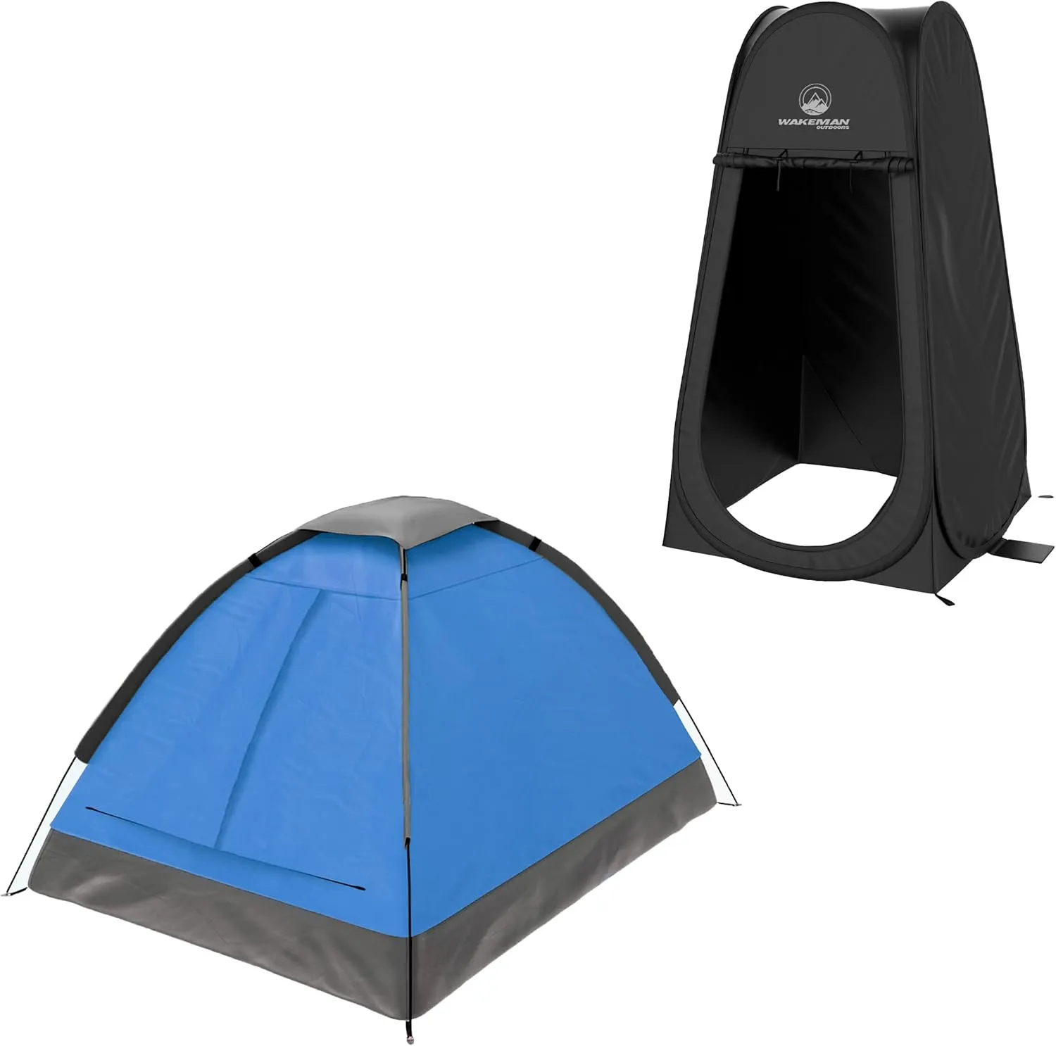 Wakeman Tents 2-Person Tent with Removable Rain Fly and Carry Bag - Includes Pop-Up Privacy Tent, Dressing Room, or Portable Shower - Camping Gear by Wakeman