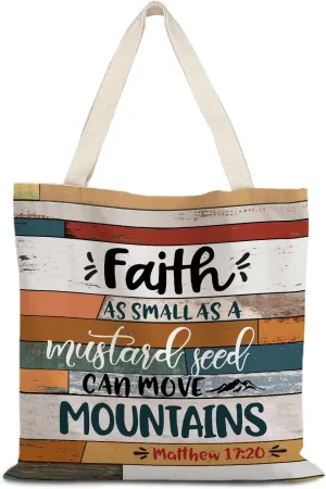 Walk by Faith Christian Canvas Tote Bags for Women, Christian Gifts for Women Faith, Bible Verse Gifts