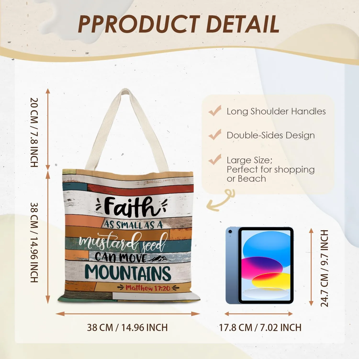 Walk by Faith Christian Canvas Tote Bags for Women, Christian Gifts for Women Faith, Bible Verse Gifts