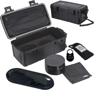 Waterproof Box Combo with Lock, 100 mL Airtight UV Jar, Charcoal Bag, 2 Odorless Resealable Bags and Accessories Kit Pouch