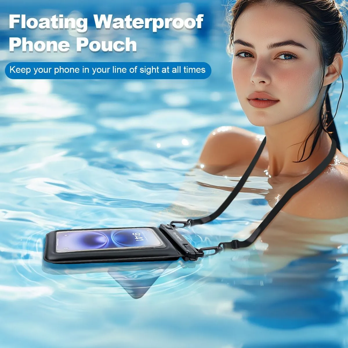 Waterproof Phone Pouch Floating, Double Bags Waterproof Phone Case with Lanyard for iPhone 16 15 Pro Max, Galaxy S24 S23 Ultra, IPX8 Cellphone Dry Bag Beach Travel Cruise Essentials 2Pack-8.5''