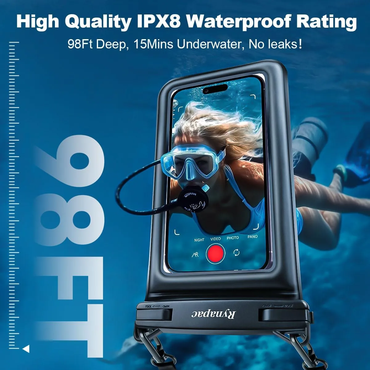 Waterproof Phone Pouch Floating, Double Bags Waterproof Phone Case with Lanyard for iPhone 16 15 Pro Max, Galaxy S24 S23 Ultra, IPX8 Cellphone Dry Bag Beach Travel Cruise Essentials 2Pack-8.5''