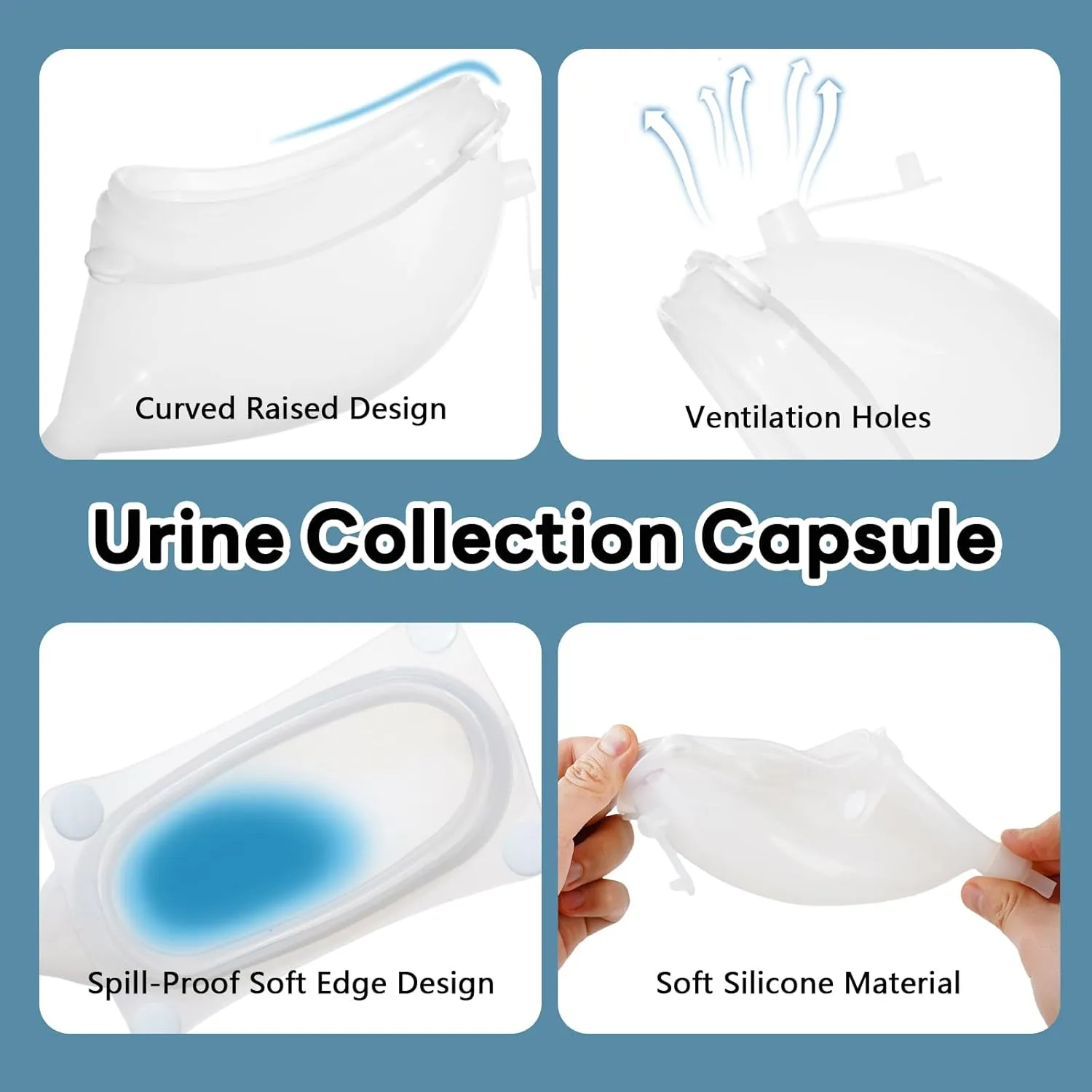Wearable Urine Collection Set with Silicone Catching Capsule, 1.2M Flexible Catheter, Cotton Pants, and 1000ml & 2000ml Bags for Comfort & Efficiency, Men Blue