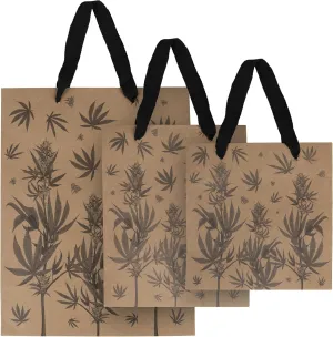 Weed Gift Bags, Marijuana Themed Gift Bag, 420 gift bags, Includes 3 Bags and Tissue Paper, Kraft, Cannabis Botanical Art, Marijuana Gift, Weed Themed Party, Gift Bags with Cotton Handles