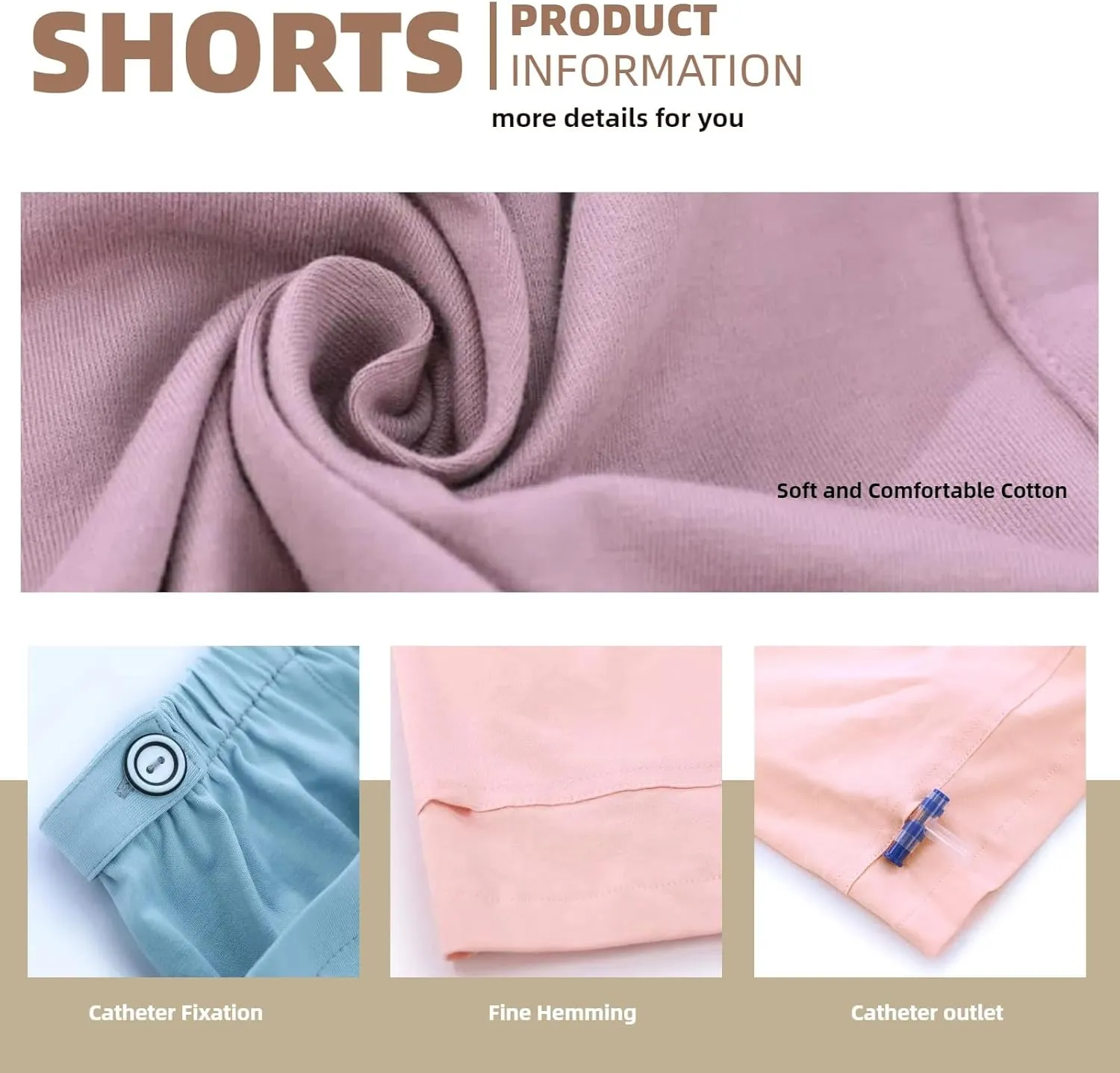 WEEOATAR Women Ostomy Pants Patient Underwear Incontinence Care Shorts,2 Side Pockets to Store Urine Bags Easy to Use,Fistula Pants for Nephrostomy,Suprapubic and Biliary Catheters(Purple,XL)