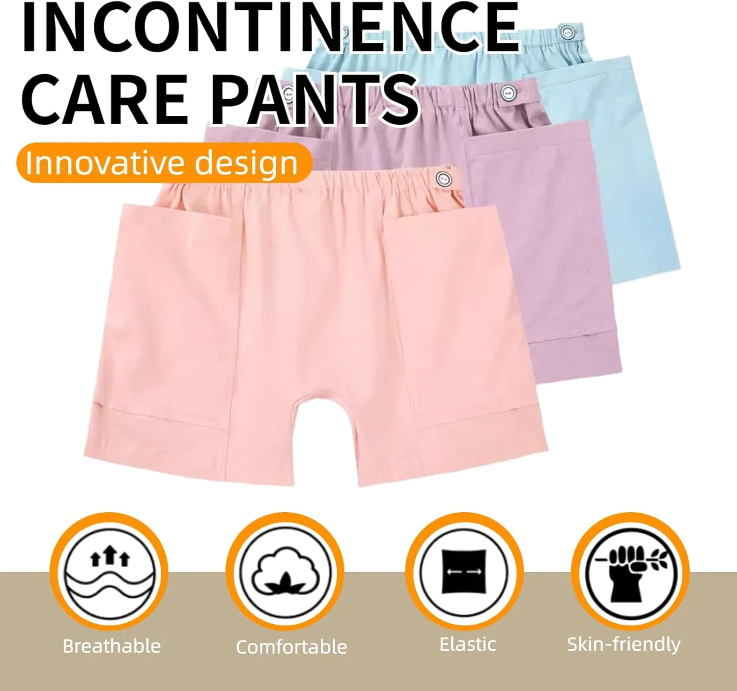 WEEOATAR Women Ostomy Pants Patient Underwear Incontinence Care Shorts,2 Side Pockets to Store Urine Bags Easy to Use,Fistula Pants for Nephrostomy,Suprapubic and Biliary Catheters(Purple,XL)