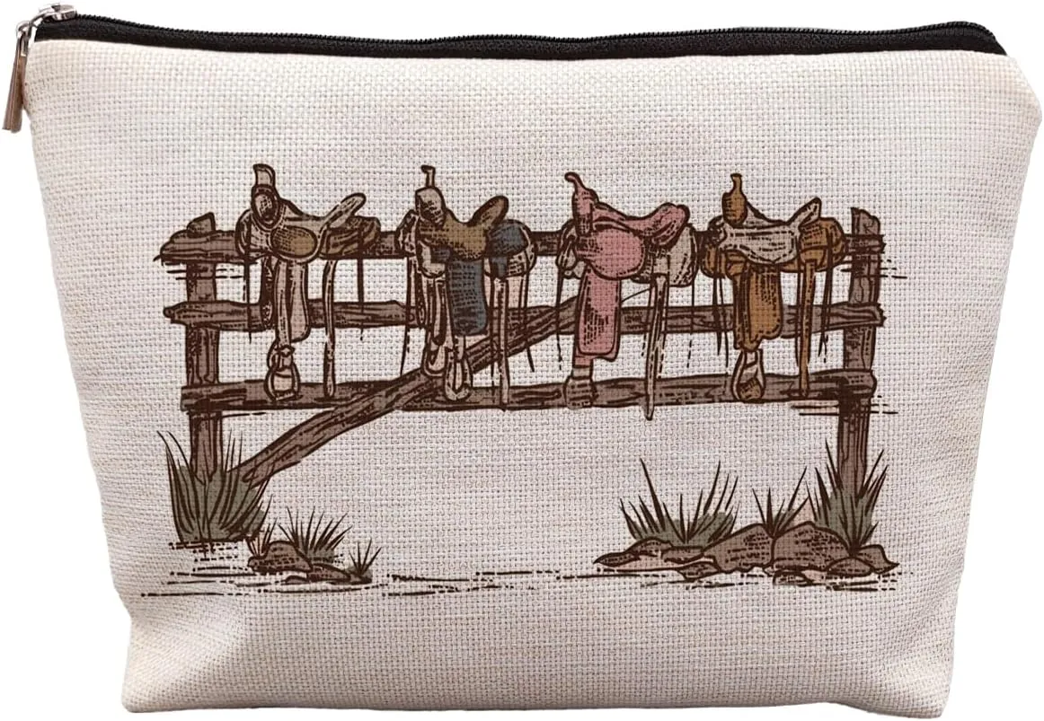Western Makeup Bag, Western Gifts for Women, Cowgirl Gifts, Western Stuff for Women, Vintage Western Saddle Cosmetic Bag, Cowgirl Stuff, Wild West Makeup Pouch