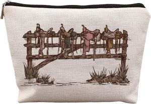 Western Makeup Bag, Western Gifts for Women, Cowgirl Gifts, Western Stuff for Women, Vintage Western Saddle Cosmetic Bag, Cowgirl Stuff, Wild West Makeup Pouch