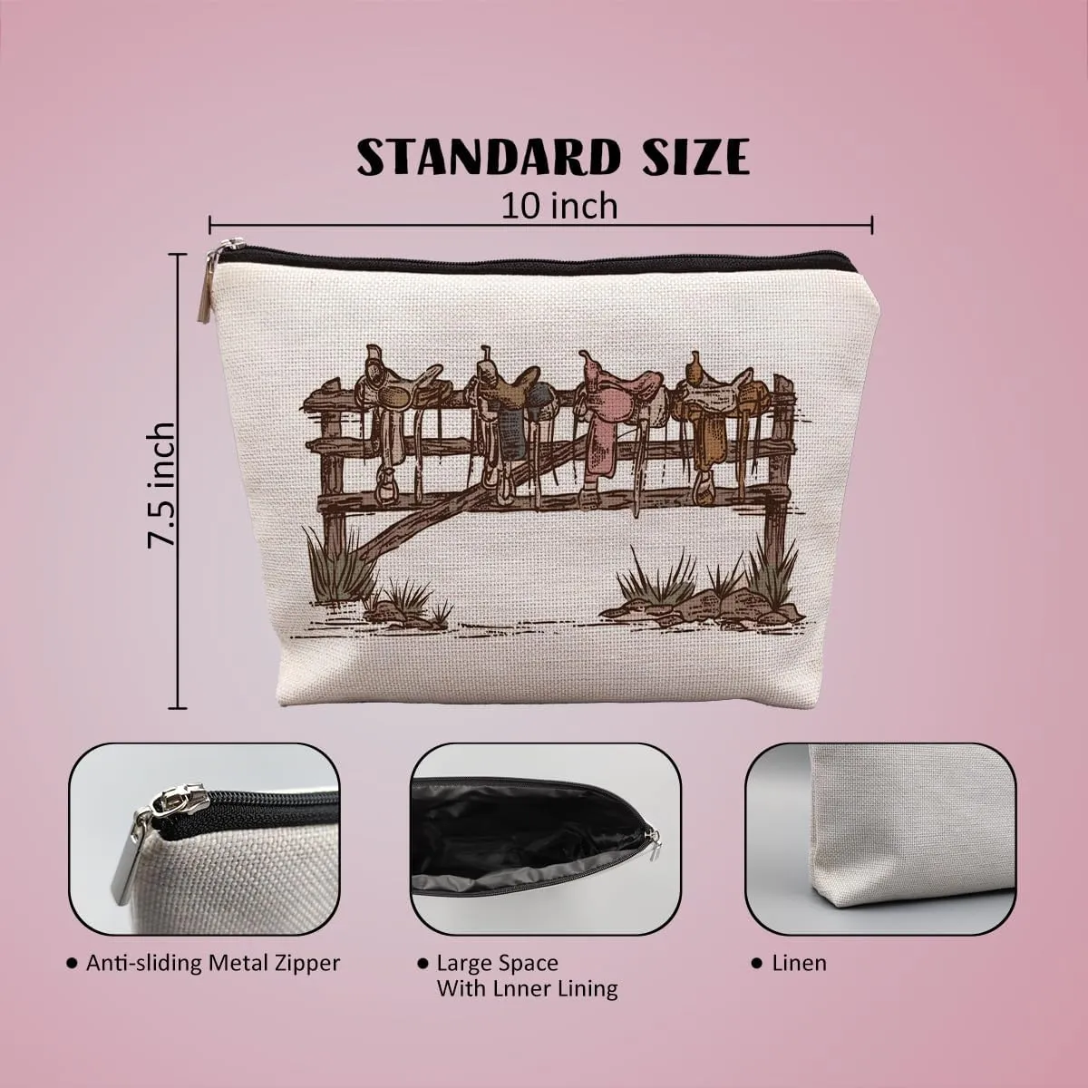 Western Makeup Bag, Western Gifts for Women, Cowgirl Gifts, Western Stuff for Women, Vintage Western Saddle Cosmetic Bag, Cowgirl Stuff, Wild West Makeup Pouch