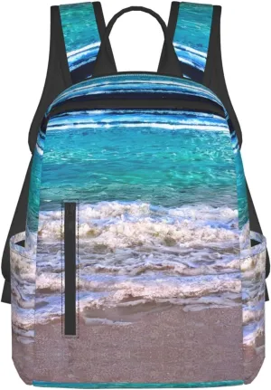 White Beach Tropical Sea Print Lightweight Backpack, Travel Bookbag College Bag,Laptop Backpack For Men Women