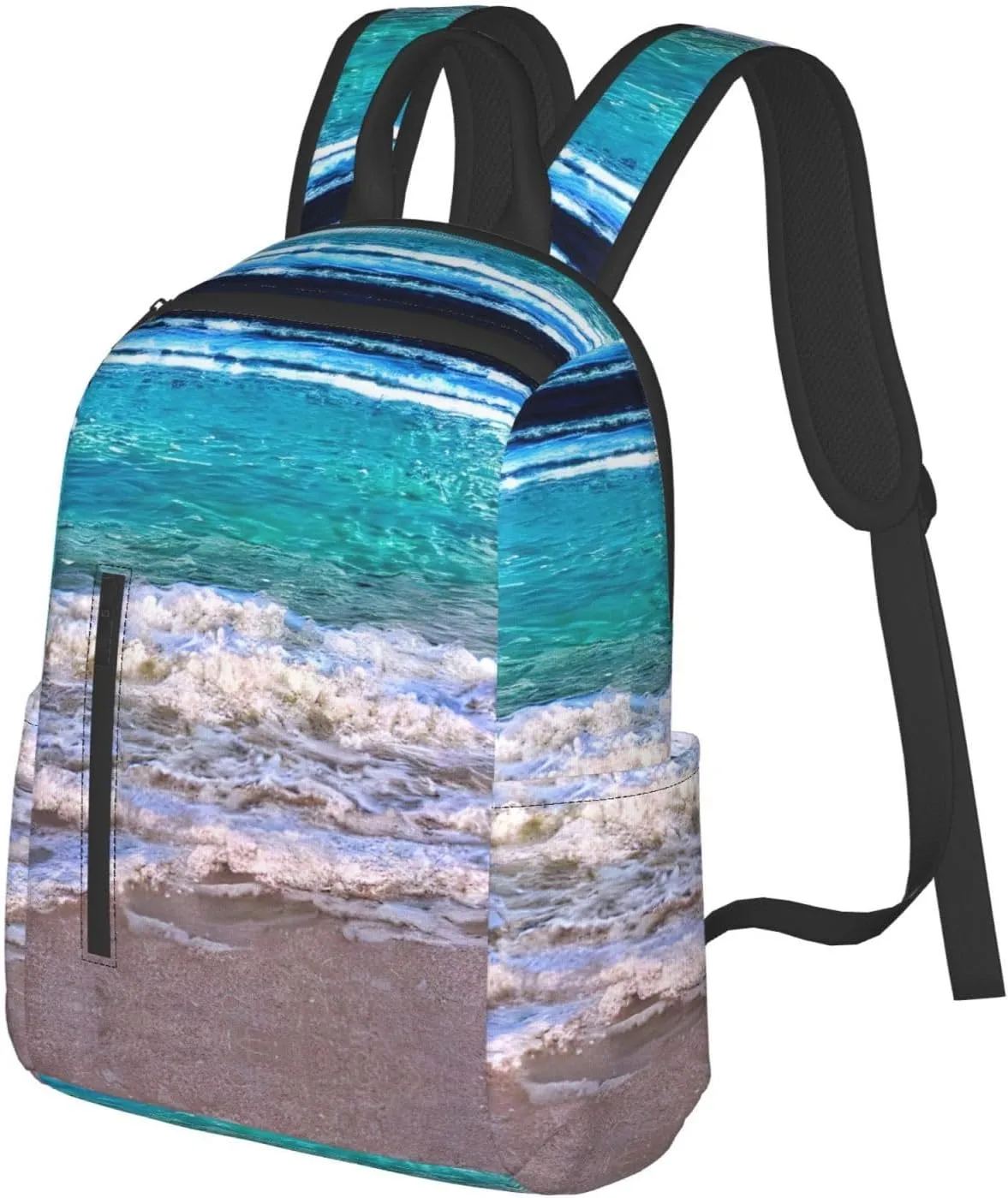 White Beach Tropical Sea Print Lightweight Backpack, Travel Bookbag College Bag,Laptop Backpack For Men Women