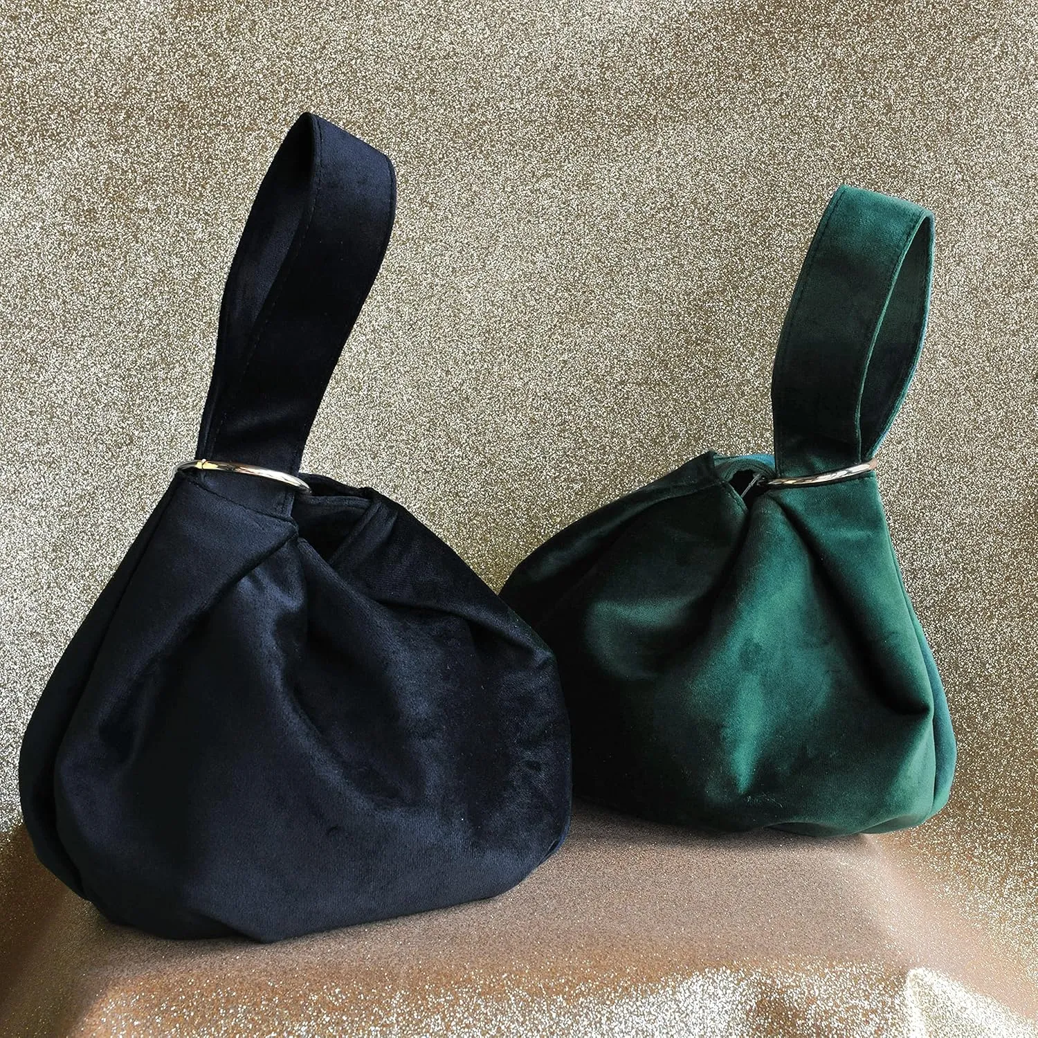 Women Clutch Velvet Top Handle Bag Wristlet Small Tote Purse