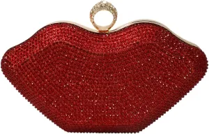 Women Lip Shaped Purse Rhinestone Clutch Bags Sparkling Evening Bag Novely Party Handbag Prom Bag for Wedding Date