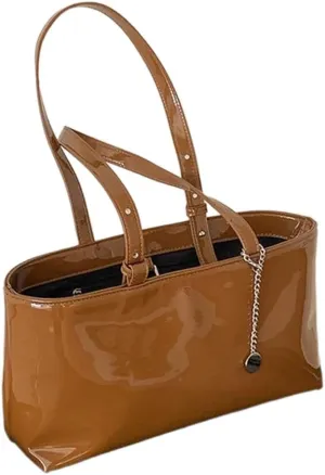 Women Patent Leather Handbag PU Leather Fashion Shoulder Bag Large Capacity Casual Tote Handbag Female Travel Work B