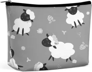 Women PU Leather Cosmetic Bag, Makeup Case Purse Holder Zipper Pouch Handbag Organizer Toiletry Storage 6.8x5.9x2.3 in